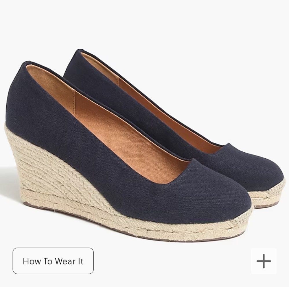 NWOB J. Crew Factory Canvas Espadrille Wedges | Navy | Size 9.5